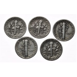 USA, 10 Centów, 5szt. 1943-1948r.