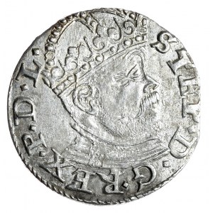 Stefan Batory, trojak 1586, Riga, large head