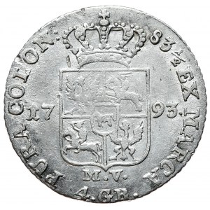 Stanisław August Poniatowski, złotówka 1793 MV, Warszawa, podwójnie wybite G w D.G