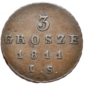 Duchy of Warsaw, Frederick Augustus I, 3 pennies 1811 IB
