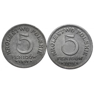 Zestaw 5 fenigów 1917 i 1918