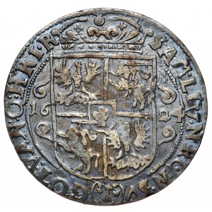 Zygmunt III Waza, ort 1624, PRV.M+, Bydgoszcz, otwarty herb Sas, błąd interpunkcji NEC··NS.V