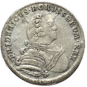 Królestwo Prus, Fryderyk II, ort 1751 E/W Królewiec, odwrócone N w MONETA