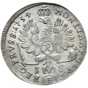 Królestwo Prus, Fryderyk II, ort 1754 E, Królewiec, bardzo rzadkie popiersie