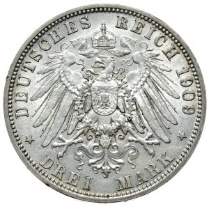 Německo, Bavorsko, Otto, 3 Marks 1909 D, Mnichov