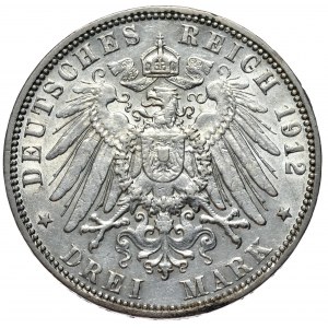 Německo, 3 marky, 1912 J, Hamburg