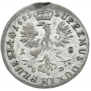 Prusy (księstwo), Fryderyk III, ort 1699 SD (szeroko rozstawione)