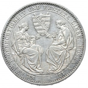 Germany, Saxony, Frederick August II, posthumous thaler 1854 F, Stuttgart