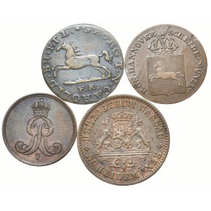 Niemcy, zestaw 4 monet miedzianych 1820-1862