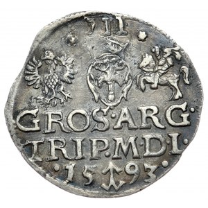 Zygmunt III Waza, trojak 1593, Wilno, data na dole