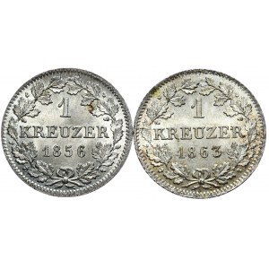 Niemcy, Bawaria, zestaw 2 x 1 krajcar 1856 i 1863
