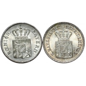 Germany, Bavaria, set of 2 x 1 krajcar 1856 and 1863
