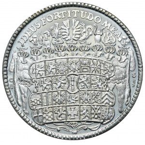 Prusy (księstwo), kopia rzadkiego talara 1678 Fryderyka Wilhelma, datowana - 1974 rok, srebro 925