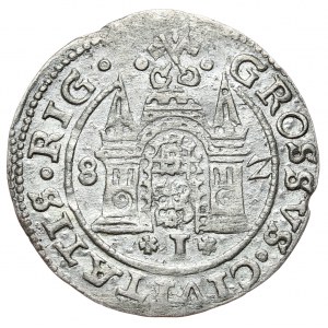 Stefan Batory, penny 1582, Riga, date separated