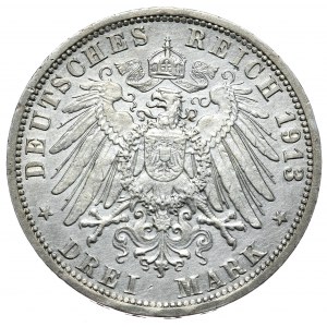 Deutschland, Preußen, 3 Mark 1913 A, Berlin, 25 Jahre der Herrschaft Wilhelms II.