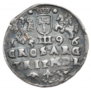 Zygmunt III Waza, trojak 1596, Wilno, herb Chalecki pomiędzy gałązkami, Wielka Rzadkość
