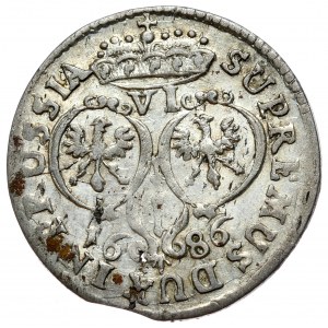 Fürstentum Preußen, Friedrich Wilhelm, Sixpence 1686, Königsberg, größere Büste