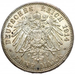 Německo, Prusko, 5 značek 1914 A, Berlín