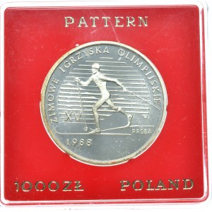 PRL, 1000 zł 1987, XV Zimowe Igrzyska Olimpijskie 1988, próba