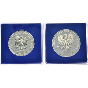 People's Republic of Poland, Set of 500 zloty and 20000 zloty, XIV World Cup - Italy 1988 - 1989.