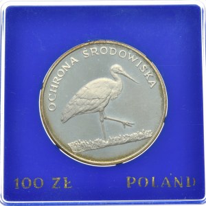 PRL, 100 zł 1982, Ochrona Środowiska - Bocian