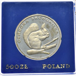People's Republic of Poland, 500 zloty 1985, Environmental Protection - Squirrel
