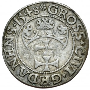 Zygmunt I Stary, grosz 1548, Gdańsk, GEDΛNENS zamiast GEDANENS, wielka rzadkość