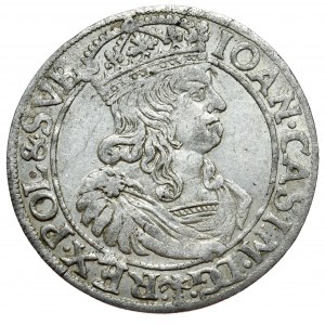John Casimir, sixpence 1660 TLB, Cracow - straight shields, TLB under the Vasa coat of arms