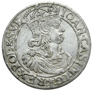 Jan Kazimierz, szóstak 1660 TLB, Kraków - tarcze proste, TLB pod herbem Wazów