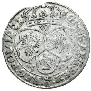 John Casimir, sixpence 1661 TT, Bydgoszcz border on obverse and reverse