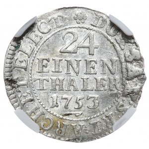 August III, 1/24 thaler 1753 FWoF, Dresden