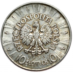 10 złotych 1936 Piłsudski, patyna