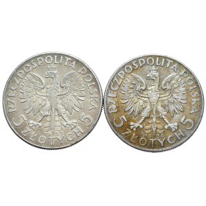 Zestaw 2 szt. - 5 złotych 1933 i 1934 kobieta