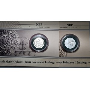 History of Polish Coin - Set of 2 pieces 5 zloty 2013, Denar Bolesław Chrobry, Denar Bolesław Śmiały + folder