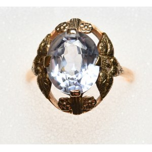 Dámský prsten s modrým granátem, 583 ryzího zlata - SSSR