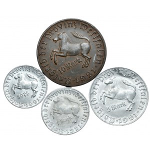 Germany, Westphalia, vom Stein, set of 4 pieces from 50 fenig to 10 marks 1921
