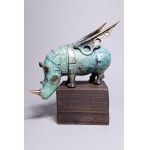 D.Z., Geflügeltes Rhinozeros (Bronze, Höhe 24 cm)