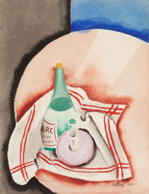 Mojżesz (Moise) Kisling (1891 Kraków - 1953 Paryż), Martwa natura z butelką starego burgunda, 1917