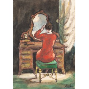 Jerzy Ascher (1884 Warsaw - 1943 Auschwitz concentration camp), Woman at the dressing table