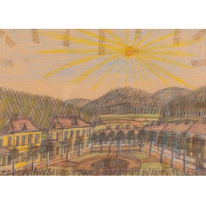 Nikifor Krynicki (1895 Krynica - 1968 Folusz), Krynica-Zdrój. Stadtlandschaft unter der Sonne