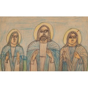 Nikifor Krynicki (1895 Krynica - 1968 Folusz), Christ with Two Apostles