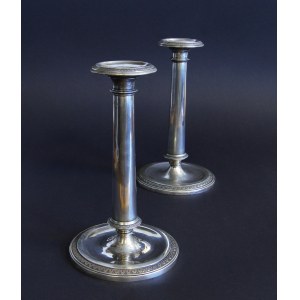 Pair of silver candlesticks, Barcelona, Spain, early 19th century.