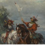 Gustav Egenna (1850 - 1915, Germany), Historical scene with knights, 19th century.