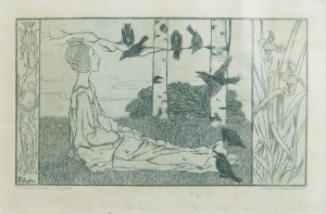 Johann Heinrich Vogeler (1872, Brema - 1942, Kazachstan), Secesyjna akwaforta „Das sieben raben”, Berlin, 1895