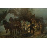 Czeslaw Wasilewski - Ignacy Zygmuntowicz (1875, Warsaw - 1947, Lodz) Genre scene with horse-drawn carriage, 19th/20th century.