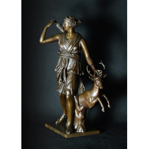 Ferdinand Barbedienne, Diana, Goddess of the Hunt. - According to a Roman copy from the Louvre Museum, 19th century.