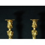 Pair of gilt bronze candlesticks, France, 18th century.