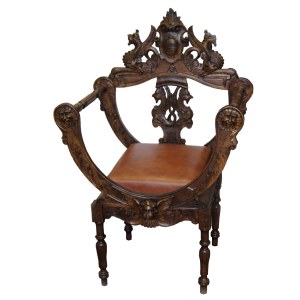 19th century walnut wood armchair
