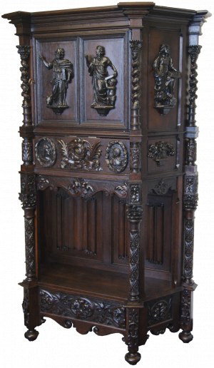 Neorenesansowy kabinet z drewna orzechowego, XIX w.