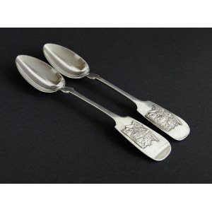 Set of 2 silver spoons, Germany (Bremen), early 19th century (1830 - 40)